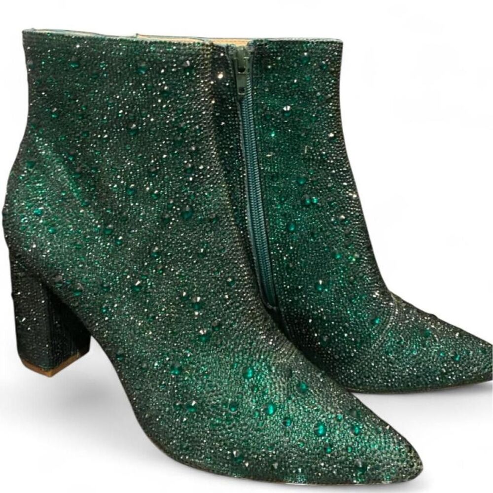 Betsey Johnson OZ Wicked Elphaba Costume Emerald Green Cady Boots size 8